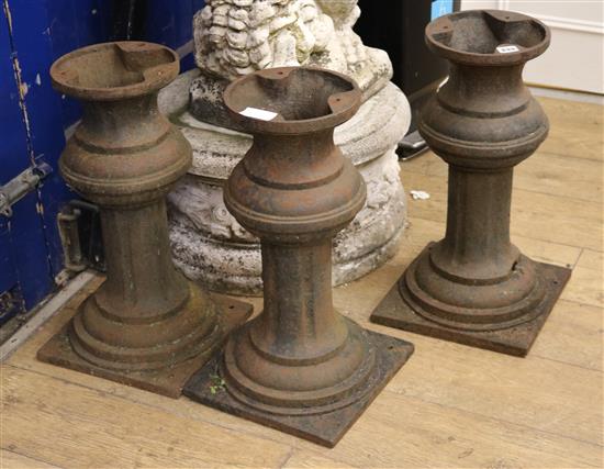 Three cast iron bases W.29cm